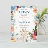 フローラツインサファリアニマルズカボチャ赤ちゃんシャワー 招待状 (スタンド正面)