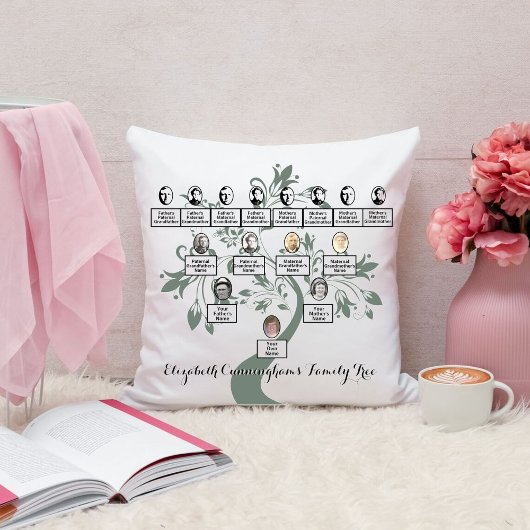 フローラツリーグリーンシルエットファミリーツリーの写真 クッション
