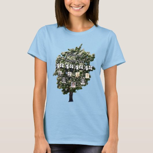 フローラツリーフォト切り出し4世代ファミリーツリー Tシャツ (正面)