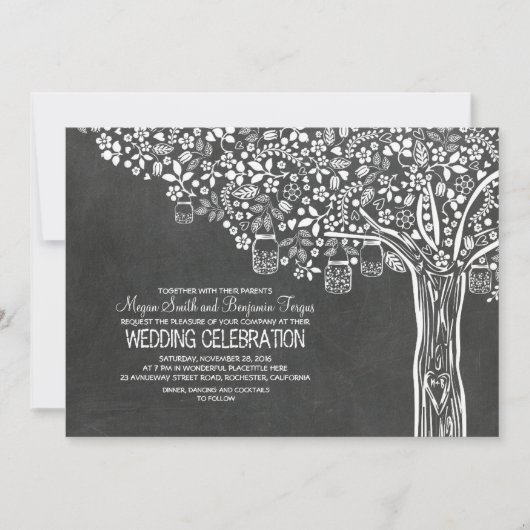 フローラツリーメイソンジャールライツチャックボー結婚ド 招待状 (正面)