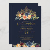 フローラティアラネイビーブルゴーニュキンセアニェラ 招待状 (正面/裏面)