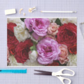 フローラティッシュペーパーとバラと牡丹 薄葉紙 (クラフト)