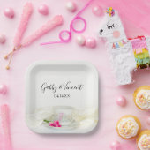 フローラティーカップとピンクのバラ結婚ズ ペーパープレート (パーティー)