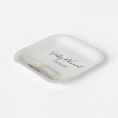 フローラティーカップとピンクのバラ結婚ズ ペーパープレート (傾斜あり)