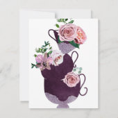 フローラティーカップパールヴィンテージブライダルシャワーパーティー 招待状 (裏面)