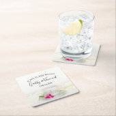 フローラティーカップピンク結婚のバラの愛が醸造 スクエアペーパーコースター (インサイチュ)