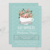 フローラティーカップベビーシャワーティー招待状 招待状 (正面/裏面)