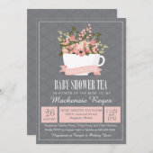 フローラティーカップベビーシャワーティー招待状 招待状 (正面/裏面)