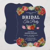 フローラティーカラフルパーティーブライダルシャワー招待 招待状 (正面/裏面)