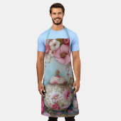 フローラティータイムティーポット エプロン (着用した状態)