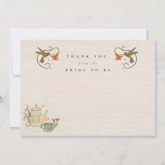 フローラティーパーティーブライダルシャワーサンキューカード 招待状 (正面)