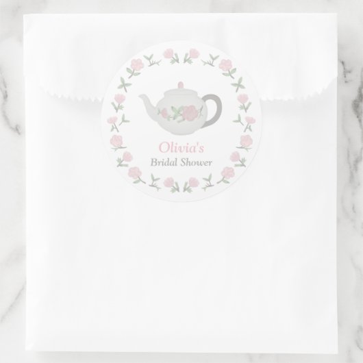 フローラティーパーティーブライダルシャワーパーティーデコール ラウンドシール (バッグ)
