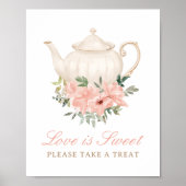 フローラティーパーティーブライダルシャワー愛は甘いサイン ポスター (正面)