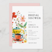 フローラティーパーティーブライダルシャワー招待 招待状 (正面/裏面)