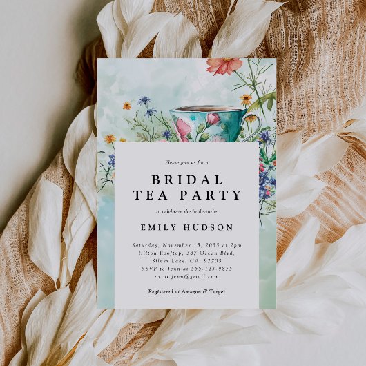 フローラティーパーティーブライダルシャワー招待 招待状