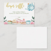 フローラティーパーティーベビーシャワーおむつラッフル エンクロージャーカード (正面/裏面)