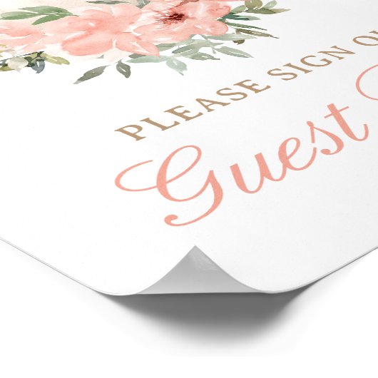 フローラティーパーティーベビーシャワーゲストブックサイン ポスター (角)