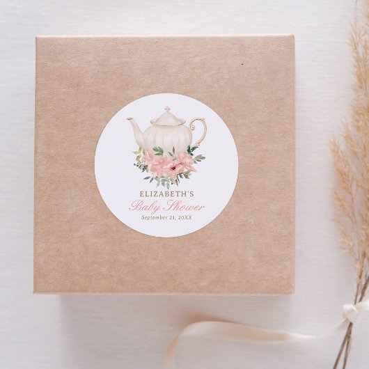 フローラティーパーティーベビーシャワー ラウンドシール