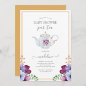 フローラティーパーティーベビーシャワー 招待状 (正面/裏面)