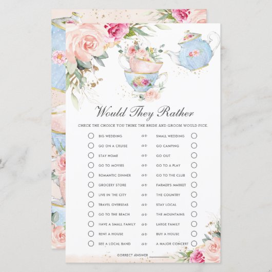 フローラティーパーティー彼らはむしろブライダルゲーム (正面/裏面)