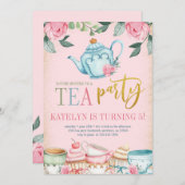 フローラティーパーティー誕生日招待状 招待状 (正面/裏面)