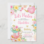 フローラティーパーティー誕生日 招待状 (正面)