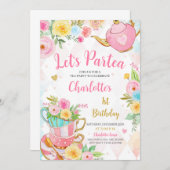 フローラティーパーティー誕生日 招待状 (正面/裏面)