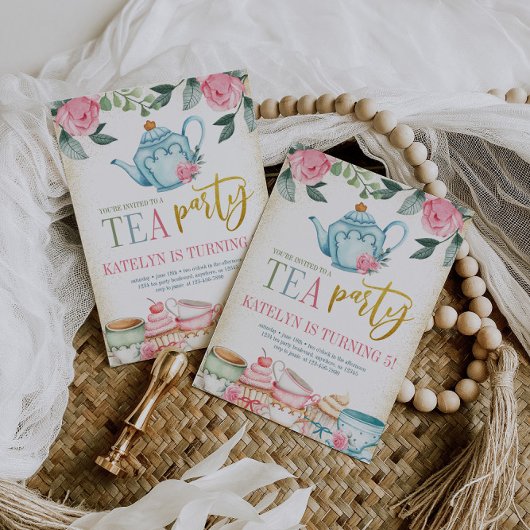 フローラティーパーティー誕生日 招待状