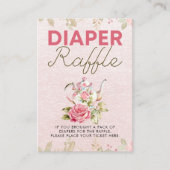 フローラティーパーティー赤ちゃんシャワーおむつラッフルサイン エンクロージャーカード (正面)
