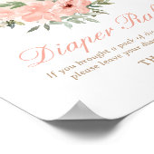 フローラティーパーティー赤ちゃんシャワーおむつラッフルサイン ポスター (角)