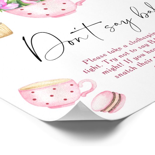 フローラティーパーティー赤ちゃんシャワー言わないベビー ポスター (角)