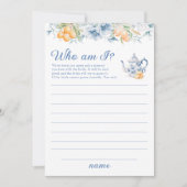 フローラティーパーティーWho Am Iブライダルシャワーゲームカード 招待状 (正面)