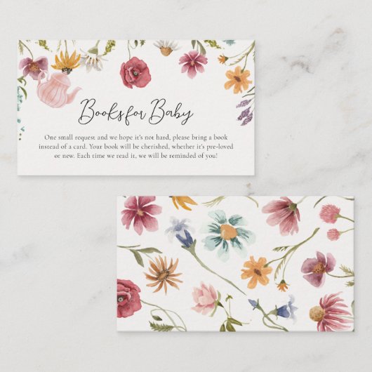 フローラティーベビーシャワーブックベビーカード エンクロージャーカード (正面/裏面)