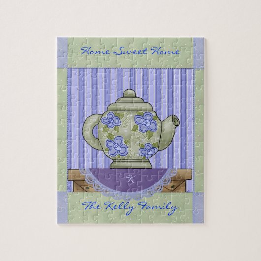 フローラティーポットキルトブロックボックスパズル ジグソーパズル (縦)