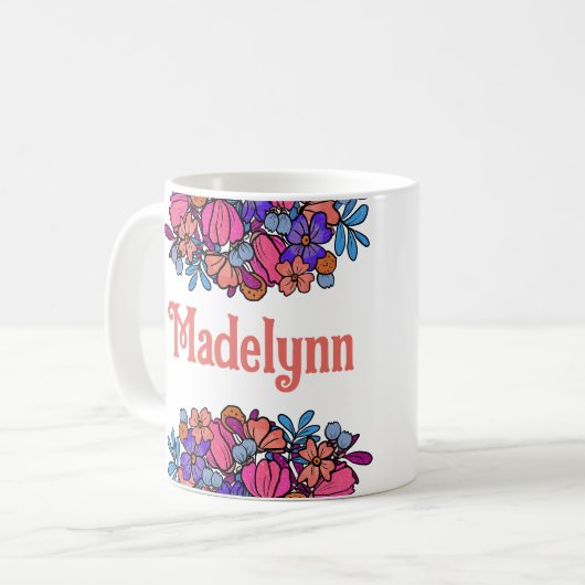 フローラティーポットスウィートパーソナライズされたティーパーティーの好意 コーヒーマグカップ (正面左)