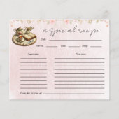 フローラティーポットブライダルシャワーティーパーティーレシピカード (正面)