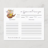 フローラティーポットブライダルシャワーティーパーティーレシピカード (正面)