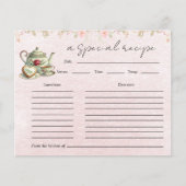 フローラティーポットブライダルシャワーティーパーティーレシピカード (正面)