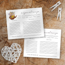 フローラティーポットブライダルシャワーティーパーティーレシピカード