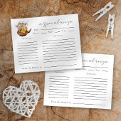 フローラティーポットブライダルシャワーティーパーティーレシピカード