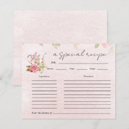 フローラティーポットブライダルシャワーティーパーティーレシピカード