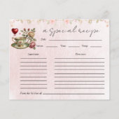 フローラティーポットブライダルシャワーティーパーティーレシピカード (正面)