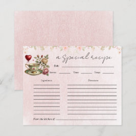 フローラティーポットブライダルシャワーティーパーティーレシピカード