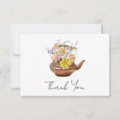 フローラティーポットブライダルシャワーティーパーティー サンキューカード (正面)