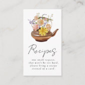 フローラティーポットブライダルシャワーレシピ要求 エンクロージャーカード (正面)