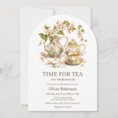 フローラティーポット時間の紅茶ブライダルシャワー 招待状 (正面)
