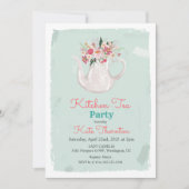 フローラティーポット茶パーティーキッチンティー 招待状 (正面)