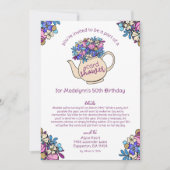 フローラティーポット50誕生日カードシャワーバイメール 招待状 (正面)