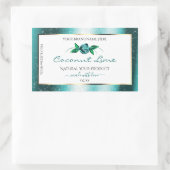 フローラティール（緑がかった色）と白の製品ラベルソフトグリッター 長方形シール (バッグ)