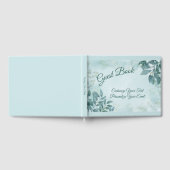 フローラティール（緑がかった色）の葉ラブリーロマンチックお祝い ゲストブック (全面)